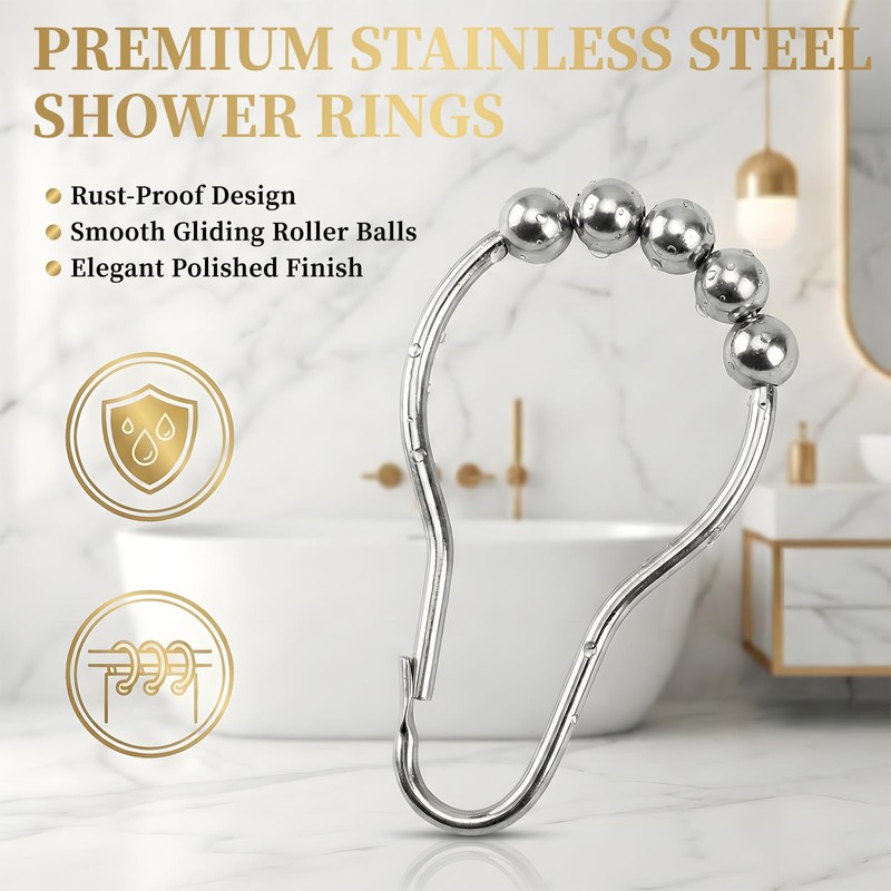 AJAZZ Magnetic Folding Shower Curtains Fabric Polyester Material Waterproof Shower