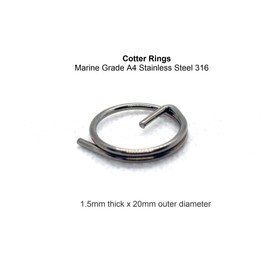 5 x Cotter Split Rings Marine Grade A4 Stainless Steel 316 (1.5mm Thick x 20mm Outer D)
