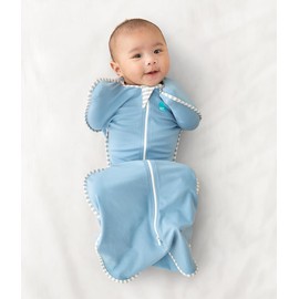 Love To Dream Swaddle UP, Baby Sleeping Bag, Fabric for Moderate Temp (20-24°C), Arms Up Position, Baby Essentials for Newborn, Hip-Healthy, Twin Zipper for Easy Nappy changes, 3.5-6kg, Blue