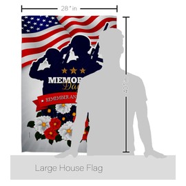 Remembrance of Fallen House Flag - Eagle Set Patriotic Memorial Day Armed Forces Military Veteran United State American - Decoration Banner Small Garden Yard Gift Double-Sided Made in USA 28 X 40