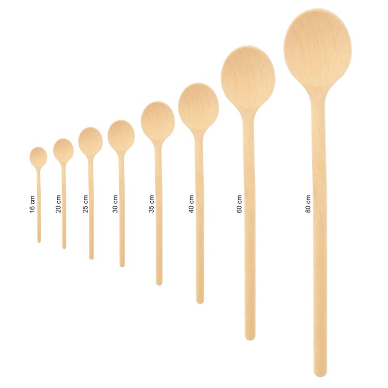 teemando® 10 X Brand Round Wooden Cooking Spoons 25cm Cooking