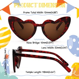 FEISEDY 2 Pack Vintage Kids Heart Sunglasses Girls Toddler De Sol Gafas Beach Party Holiday Sun Glasses Age 3-10 B2903, Red+leopard, 52mm