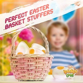 IPIDIPI TOYS Super Solid Squishy Eggs Stress Balls – Clear Egg Yolk Fun Squeeze, Yolk Balls for Kids - Birthday Party Favors, Classroom Prizes, Goodie Bags Stuffers for Kids – Super Solid, Pack of 4