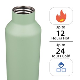 Insulated Water Bottle with Straw,17 OZ Double Wall Vacuum Stainless Steel Water Flask with 2 Lids,Macaroonn Green