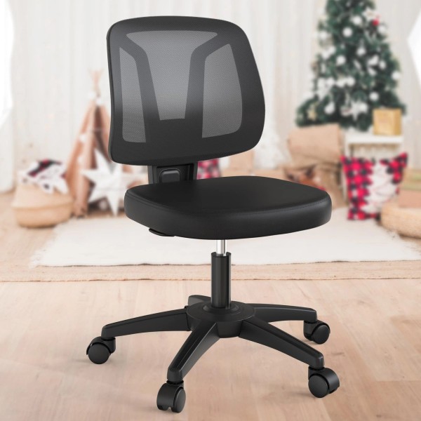 KIZECK Armless Ergonomic Swivel Home Office Task Chair with Back