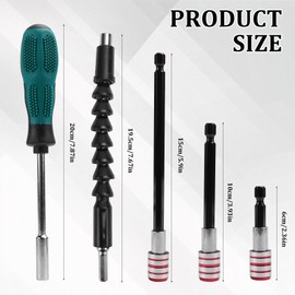 Rierousy Socket Screwdriver Set, Quick Change Bit Holder, Flexible Shaft Drill, Quick Change Magnetic Screwdriver Bit Holder, Screwdriver External Hex
