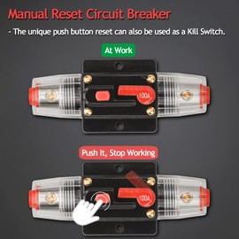 Hamolar 3 Pack 60 Amp Circuit Breaker Switch Fuse Inline Holder Resettable Fuse Manual Reset 12V-48V DC for Car Audio Sound Amplifier System RV Home Marine Boat Truck