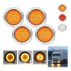 4 Plafones 14 Led Redondo Camion Estrobo 3 Funciones 12-24v