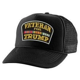 ALLNTRENDS Veterans for Trump Trucker Hat Trump 2024 Caps Adjustable Baseball Hats (Black)