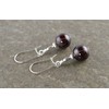 Dark Red Garnet & Sterling Silver Drop Earrings with Gift