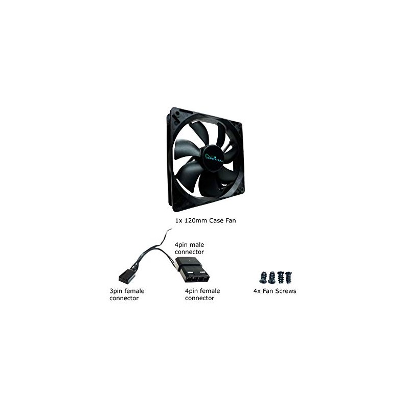 APEVIA CF12S-BK 120mm 4pin Molex & 3pin Motherboard Silent Black