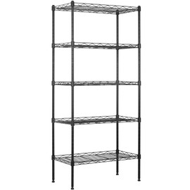 BestOffice 5-Shelf Storage Shelves, Adjustable Shelving Unit Wire Shelving Metal Shelves,11.6" D x 21.5" W x 47.6" H,Black