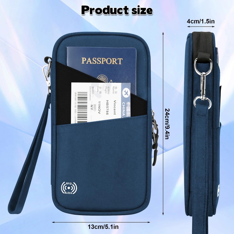 Passport Bag Travel Documents Organiser with RFID Blocker Travel Document