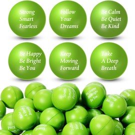 Aoriher 36 Pcs Motivational Stress Balls Colorful Stress Balls Bulk Quotes Inspirational Funny Foam Toys Hand Exercise Gifts for Office Small Toys for Motivating Supply(Light Green)