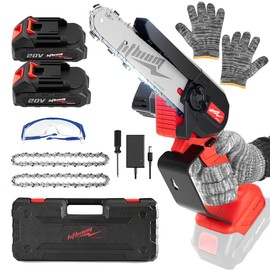 Mini Chainsaw Cordless, 6 Inch Portable Electric Chainsaw, One-Hand Handheld Small Chain Saw for Cutting Wood Trimming and Woodworking- Mini Chain Saw Battery Powered with 2 Batteries
