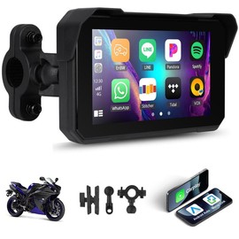 CarPlay Screen for Motorcycle,Portable Wireless Carplay/Android Auto for Motorcycle,5" IPS Waterproof Portable Radio GPS Display for Motorbike with Bluetooth,TF Port