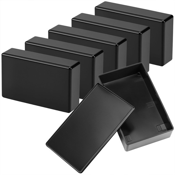 QWORK® 6 Pieces Black ABS Junction Box, Electronic Junction Housing