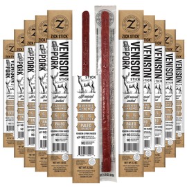 Zick's Venison with Pork Meat Snacks 1.3oz | Premium Game Meat, Hardwood Smoked, Gluten-Free, Paleo Friendly, No Hormones or MSG, Clean Ingredients, Protein Packed Snack Sticks | Ven - 12 Pack