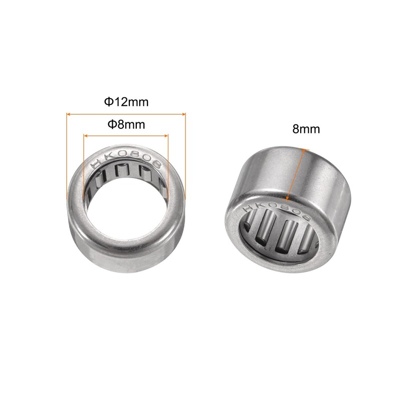 sourcing map 10 Pcs HK0808 Needle Roller Bearings One Way