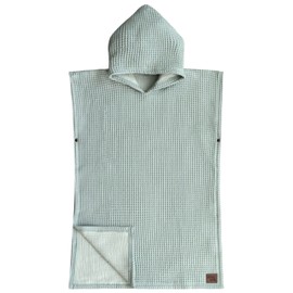 Jade&Kai Hooded Towel for Kids | Snaps into a Poncho | Organic Cotton Waffle | Lightweight and Absorbent | Bath, Beach, and Pool | Multiple Colors | (Large (6-10 Yrs), June Breeze)
