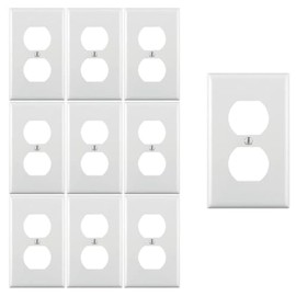 RiteAV Electrical Receptacle Outlet Covers Duplex Wall Plate Kit Standard Size 1 Gang 4.5" x 2.75" Unbreakable Polycarbonate Thermoplastic [10 Pack]