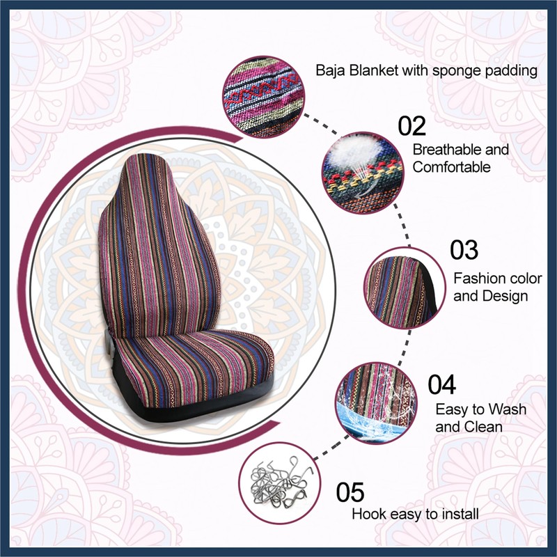 INFINAUTO Universal Multicolor Vivid Baja Bucket Seat Cover for Auto