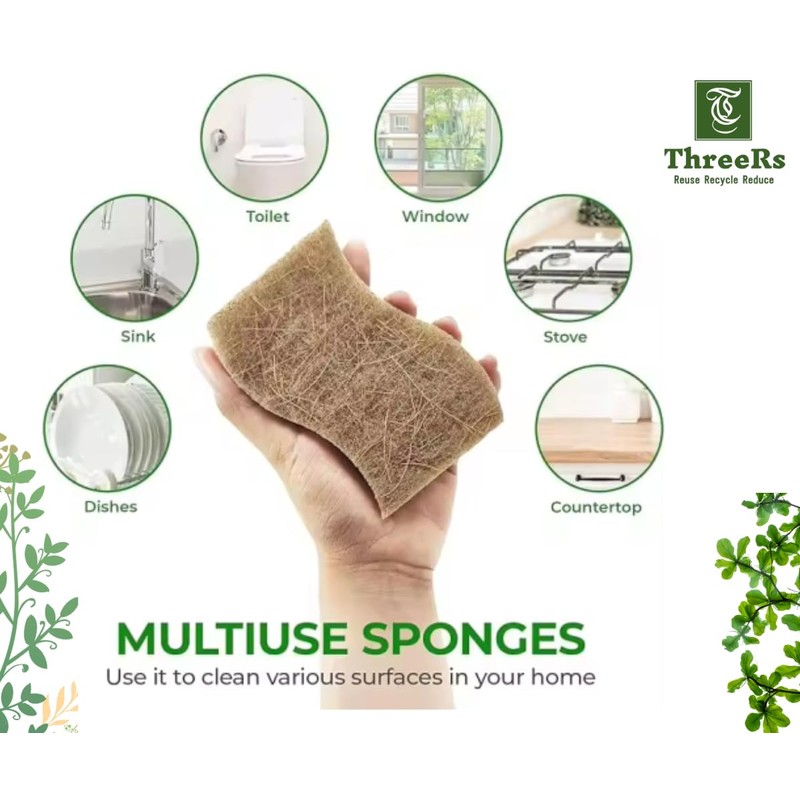 12 Pieces Natural Biodegradable Heavy Duty Scouring Pad Scratch Resistant