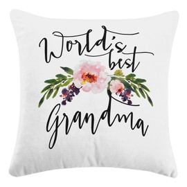 Sufamb Grandma Gifts Pillow Covers 18x18 - Best Grandma Gifts from Grandchildren, Linen Decorative Grandma Pillow Cases for Grammy, Nana