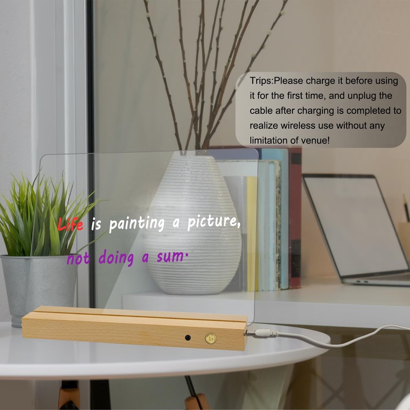 Wireless Acrylic Dry Erase with Light,12 x 10 Light up