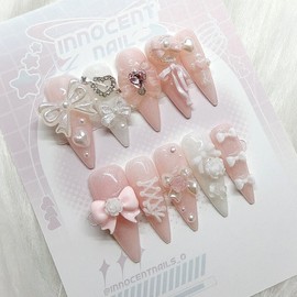 Glasting Baby Pink ‎⋆ Handmade Nail Tips - Almond / 글래스팅 베이비핑크 ‎⋆ 수제네일팁 - 아몬드