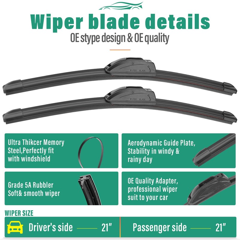 21" 21" 10" Windshield Wiper Blades Replacement for Jeep Patriot