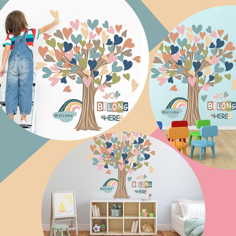 Classroom Tree Bulletin Board Decorations Boho Heart Tree Paper Cutouts