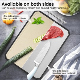 Stainless Steel Cutting Board Safe Solid Meat Cutting Easy to Clean Double Sided Multipurpose Chopping Portable Board Set for Cooking