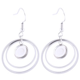 Reidgaller 20pcs Stainless Steel 8mm Cabochon Earring Base Setting Blank Trays With Double Circle Hoop Charms Diy Bezels For Earrings Jewelry Making