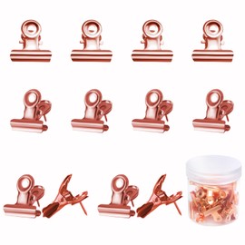 AIEX 30pcs Push Pin Clips, Metal Bulldog Clips Thumb Tacks for Cork Board Decoration Accessories School Office Supplies (Rose Gold)