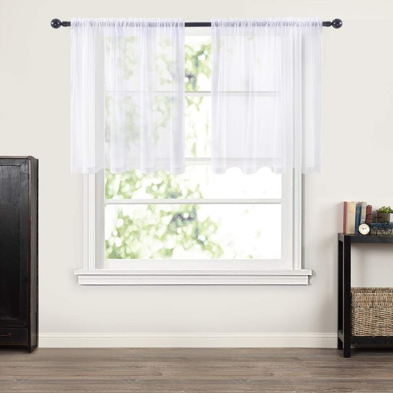 MIULEE 2 Panels Kitchen Tiers Half Window Sheer Curtains Rod