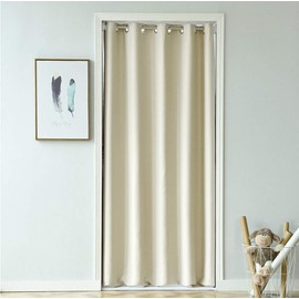 Stylish Solid Beige Curtain, Thermal Insulation, Soundproofing, Shielded Divider Curtain, Door Curtain, Entrance Curtain, Room Divider, Noren, Blindfold, Width 39.4 x Length 78.7 inches (100 x 200 cm), 1 Piece