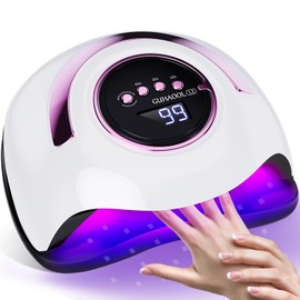 GUHAOOL 180 W Nail Dryer Lamp, UV Lamp for Gel Nails, Professional UV Lamp Nails with Handle, 4 Timer Settings, Sensor LCD Display, Removable Base, for Nail Dryers for All Nail Polishes, White