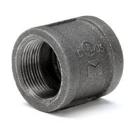 PlumberStop - 1-1/4 BLACK COUPLING, Black Iron Malleable Pipe Fittings, Steel For Heating Industrial Residential Commerical Plumbing