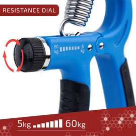 NORDFIT Grip Trainer - Adjustable Hand Gripper (5-60kg) - Forearm Strengthener & Hand Exerciser for Men and Women - Ergonomic, Portable, and Durable. Athletes, Musicians and Inujury recovery (Blue)