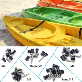 63 Pcs M4 M5 M6 Neoprene Well Nuts,304 Stainless Steel Hex Socket Bolts Well Nut Kit for Kayak,Marine,Motorcycle,Windscreen Hardware,Neoprene nut Contains Brass Nuts Copper nut