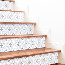 WALPLUS Peel and Stick Floral Pattern Stair Riser Decals, 15 Strips, 39" x 7.1", Easy Installation, Home Decor