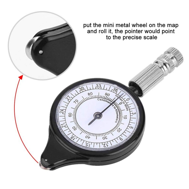 Hiking Walking Camping On Tour Map Measurer, Distance Calculator Reading