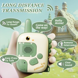 DQMOON Dinosaur Toys for Boys - 2 PCS Dinosaur Walkie Talkies Kids Toys for 4-10 Year Old Boys Gifts Outdoor Toys Garden Games Birthday Gifts Christmas Stocking Fillers Sensory Toys for Kids Age 3-9