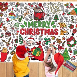 LMSHOWOWO Christmas Activity Pack, Giant Colouring Poster for Kids, Merry Christmas Coloring Books, Santa Christmas Table Cloth Colouring Paper, for Boys Girls Xmas Decorations