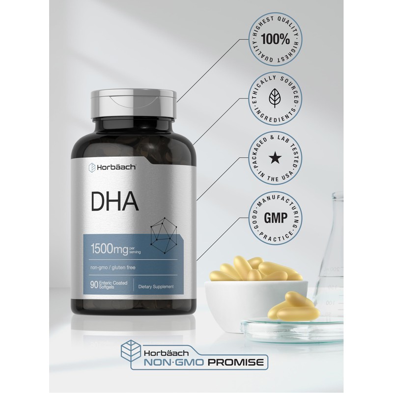 Horbaach DHA Supplement 1500mg | 90 Softgels | EPA, Omega
