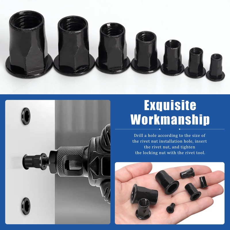 Glarks 250pcs Thread Half Hexagonal Rivet Nuts Set M3 M4