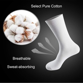Calcetines de algodón puro suaves y transpirables de calidad cómoda para hombres y mujeres, paquete de 6, Blanco, Shoe Size:Men's 5-5.5,Women's 4.5-8