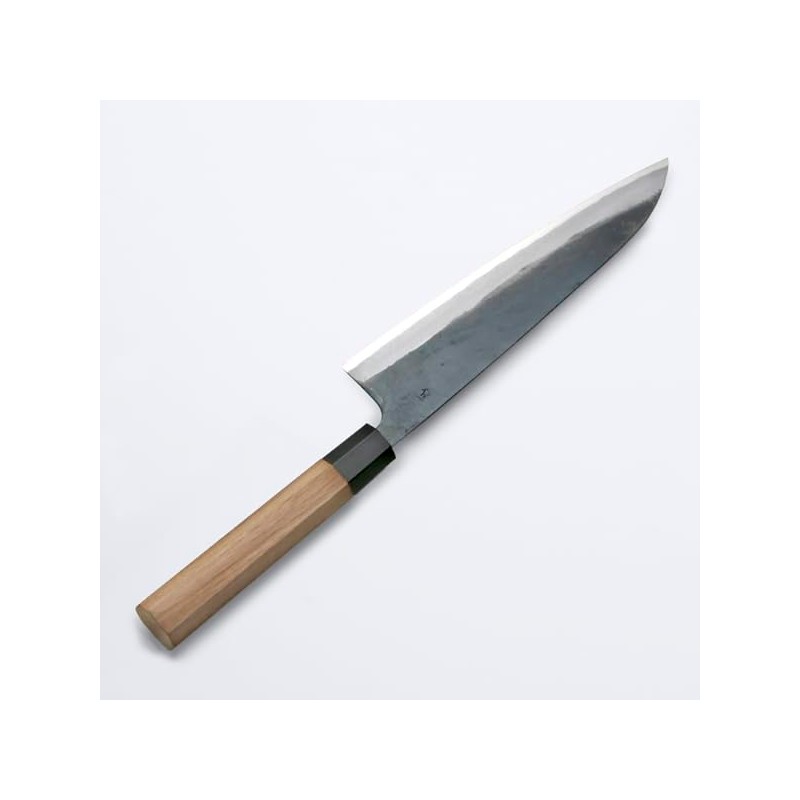 土佐和式牛刀包丁 元兼 両刃 黒打 青紙鋼210mm