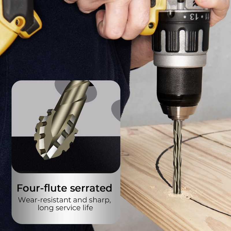 6 Pcs Four-Flute Sawtooth Eccentric Twist Drill Bit, Concrete and